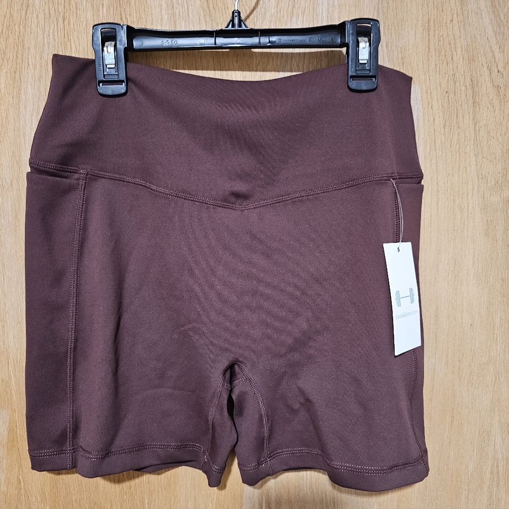 Barbella Women's Brown High-Waisted Biker Shorts 5 Inch Inseam